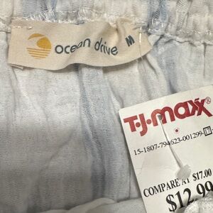 Striped White & Light Blue Smocked Crop Top